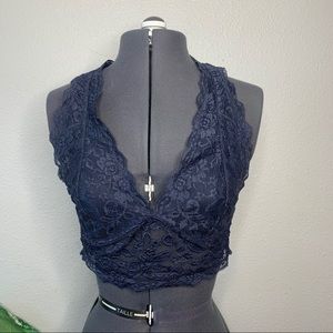 Day trip navy blue lace bralette t back